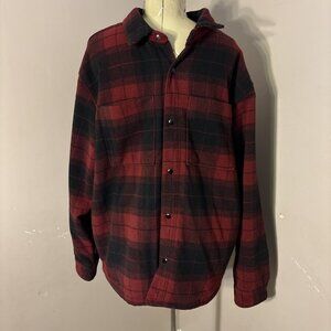 Old Navy Shacket Coat 2XL Red Plaid Sherpa Lined Wool Blend Snap Front NWOT